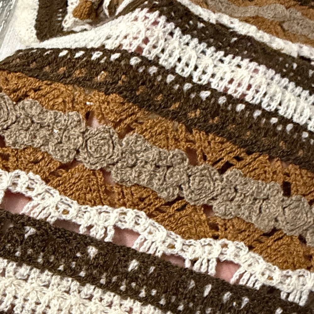 Ultra Pink Brown and Cream Striped Crochet Top - Picture 5 of 10